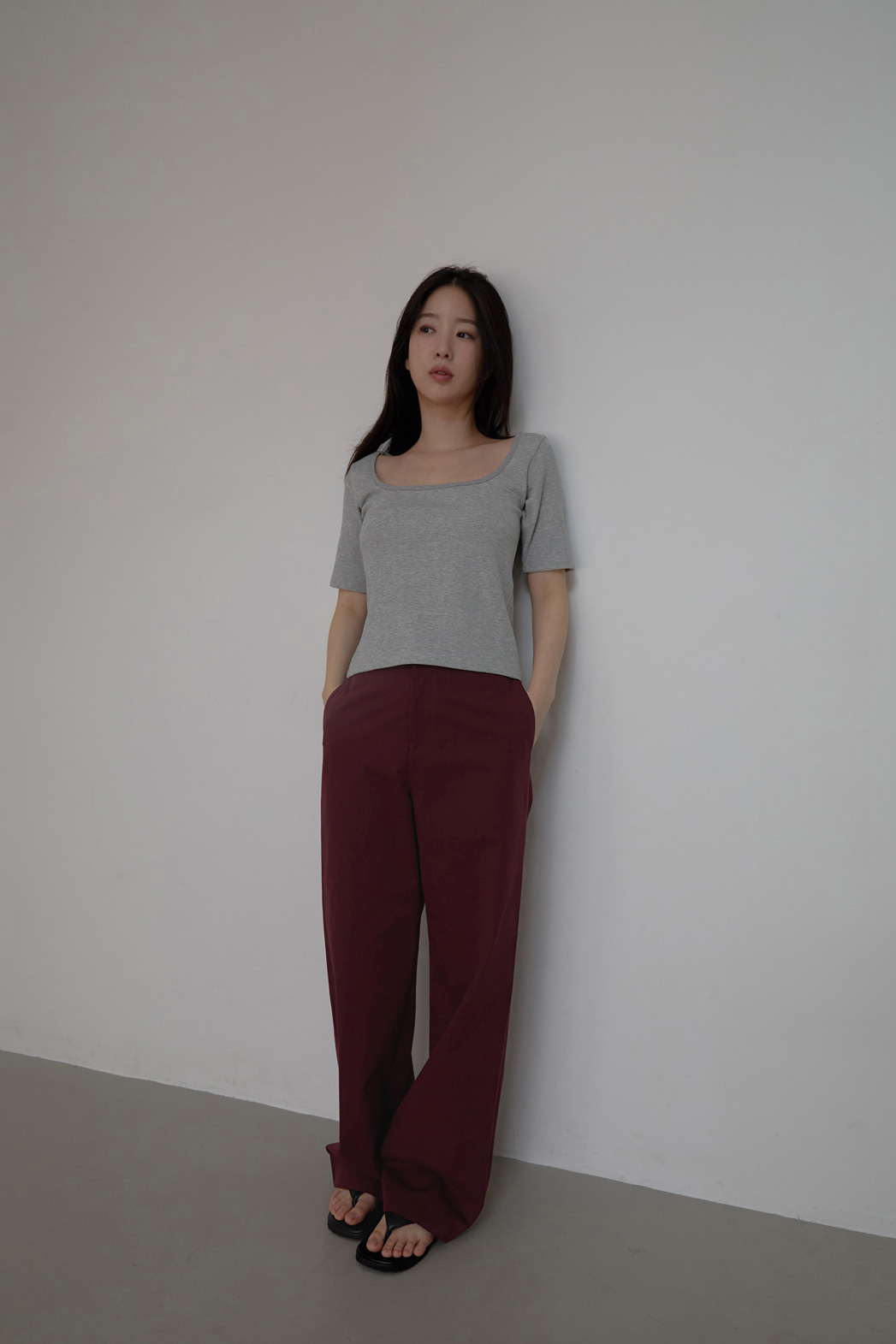 コットンベーシックワイド無地パンツオールシーズン | 詳細画像27