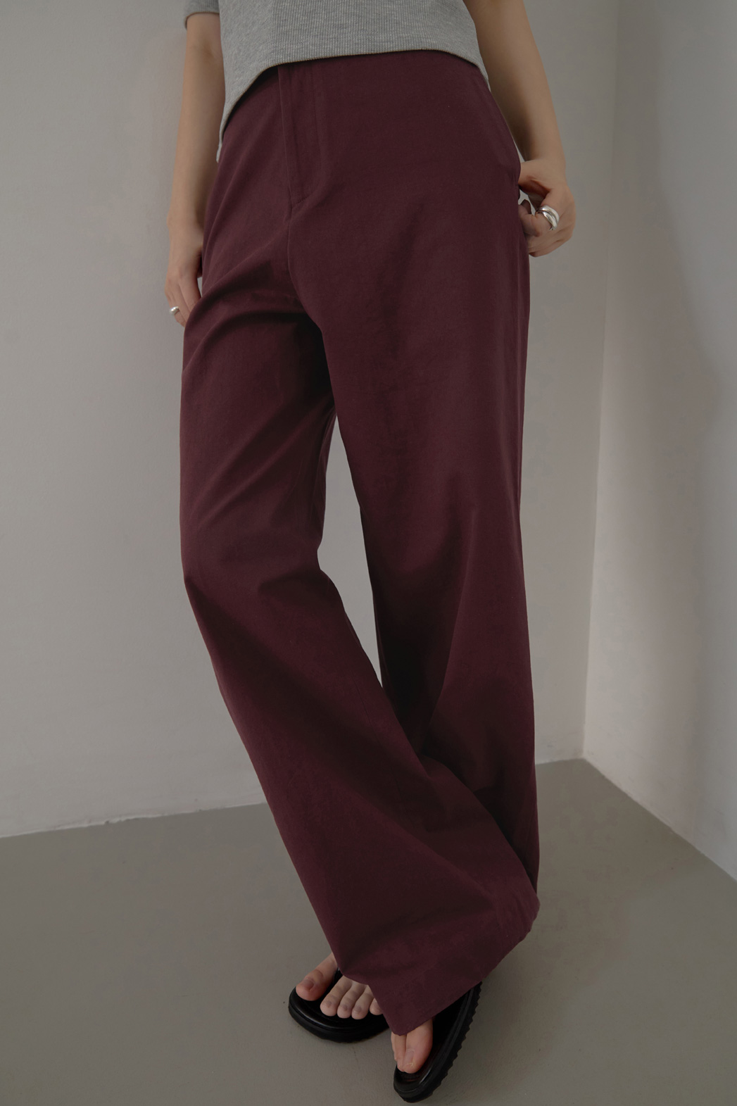 コットンベーシックワイド無地パンツオールシーズン | 詳細画像30