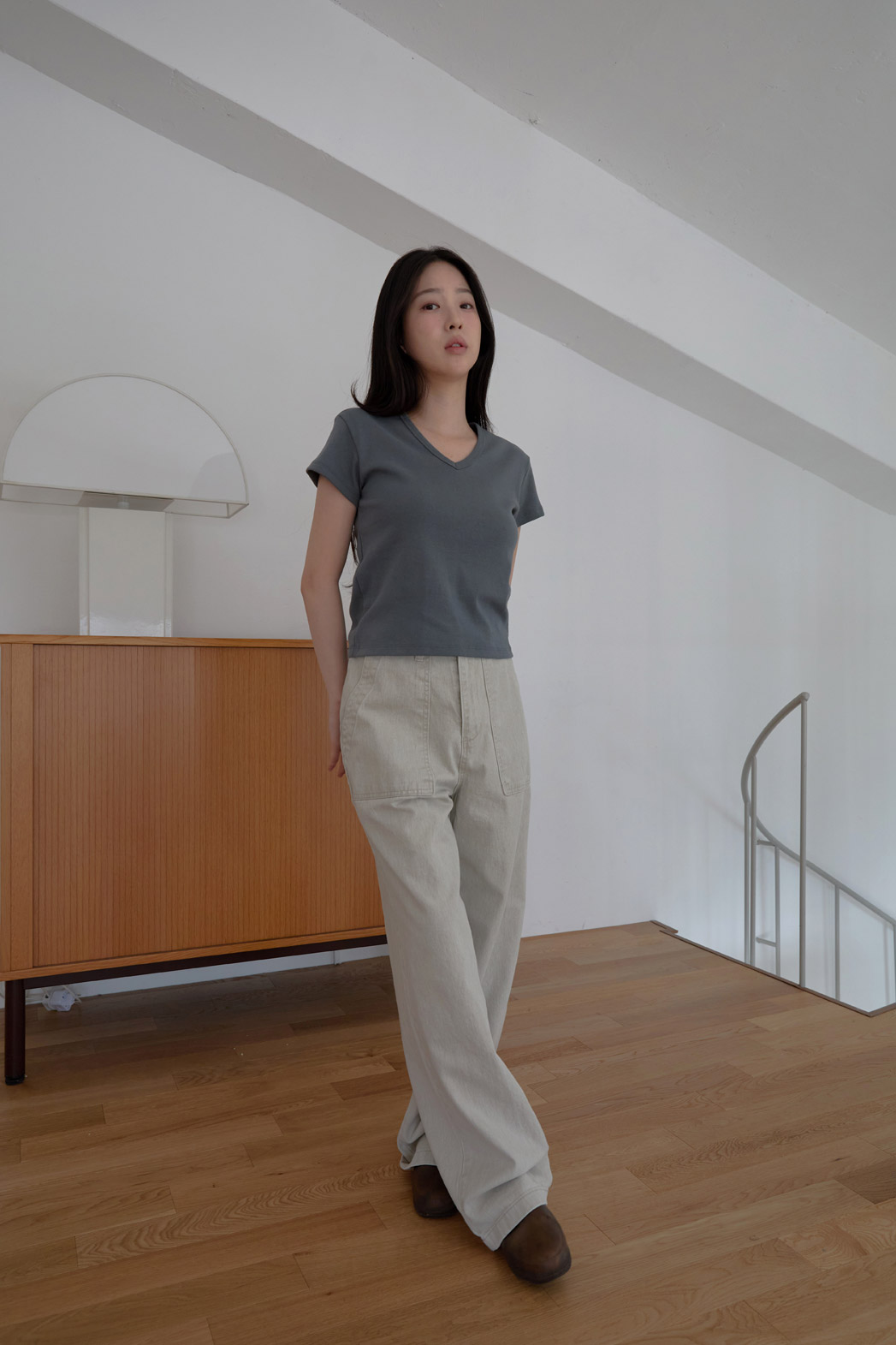 コットンアジャストベーシックワイド無地デニムパンツオールシーズン | 詳細画像6