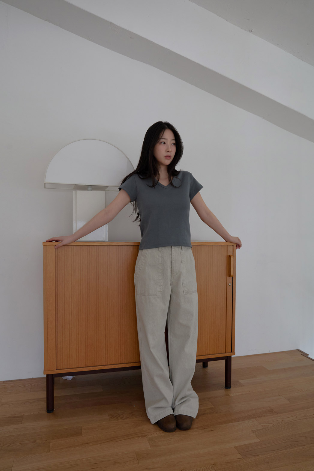 コットンアジャストベーシックワイド無地デニムパンツオールシーズン | 詳細画像9