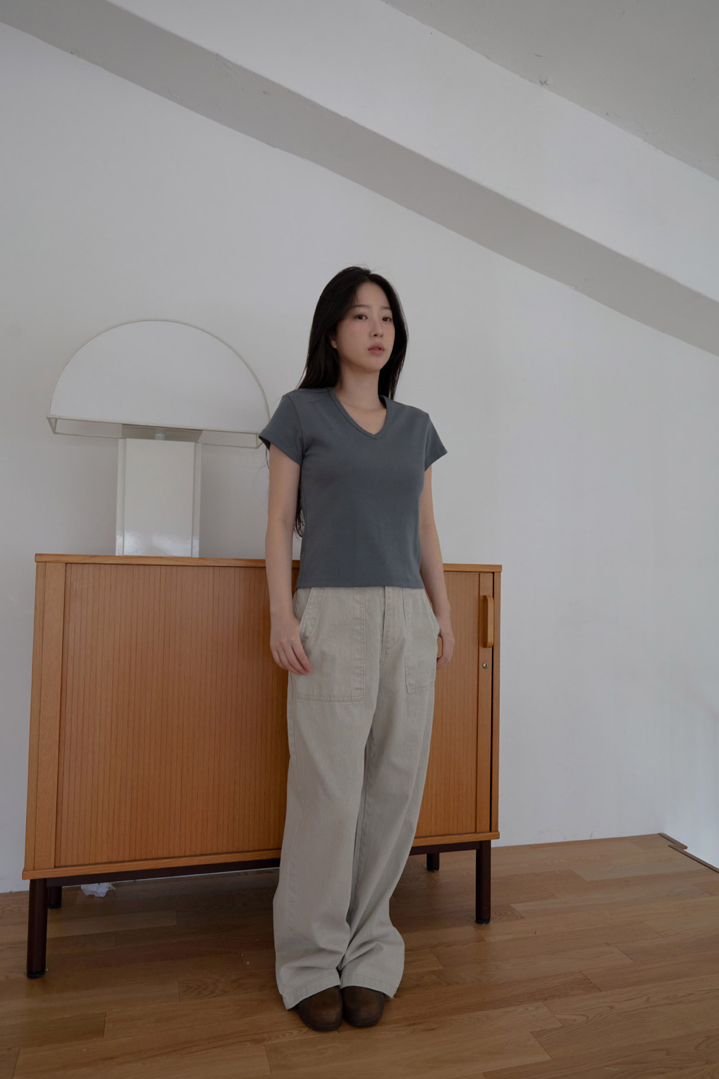 コットンアジャストベーシックワイド無地デニムパンツオールシーズン | 詳細画像11