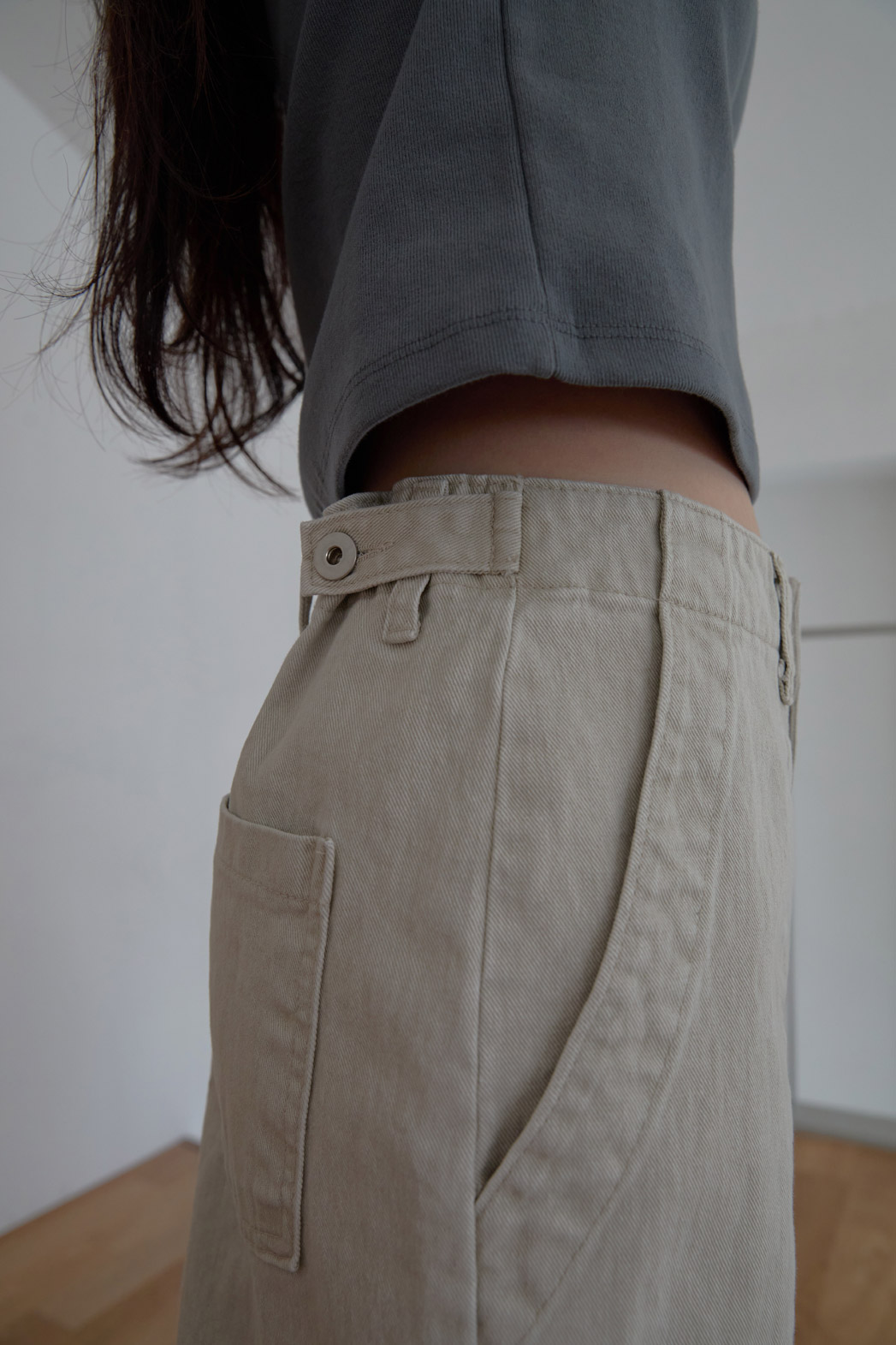 コットンアジャストベーシックワイド無地デニムパンツオールシーズン | 詳細画像14