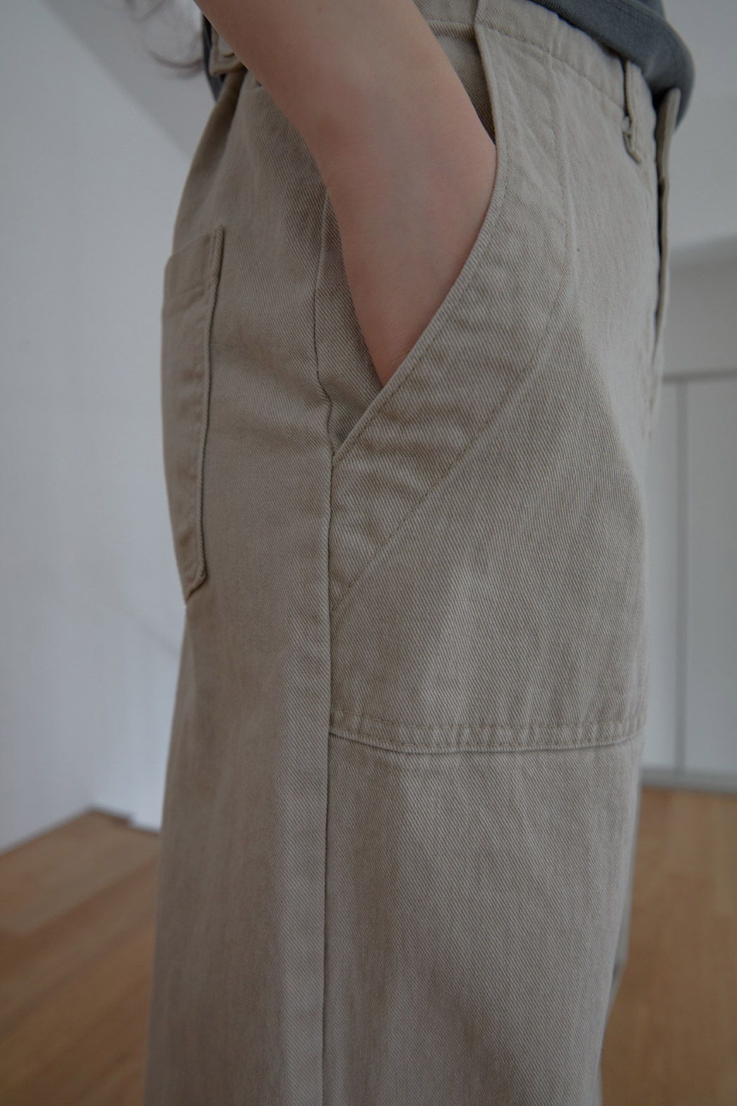 コットンアジャストベーシックワイド無地デニムパンツオールシーズン | 詳細画像16