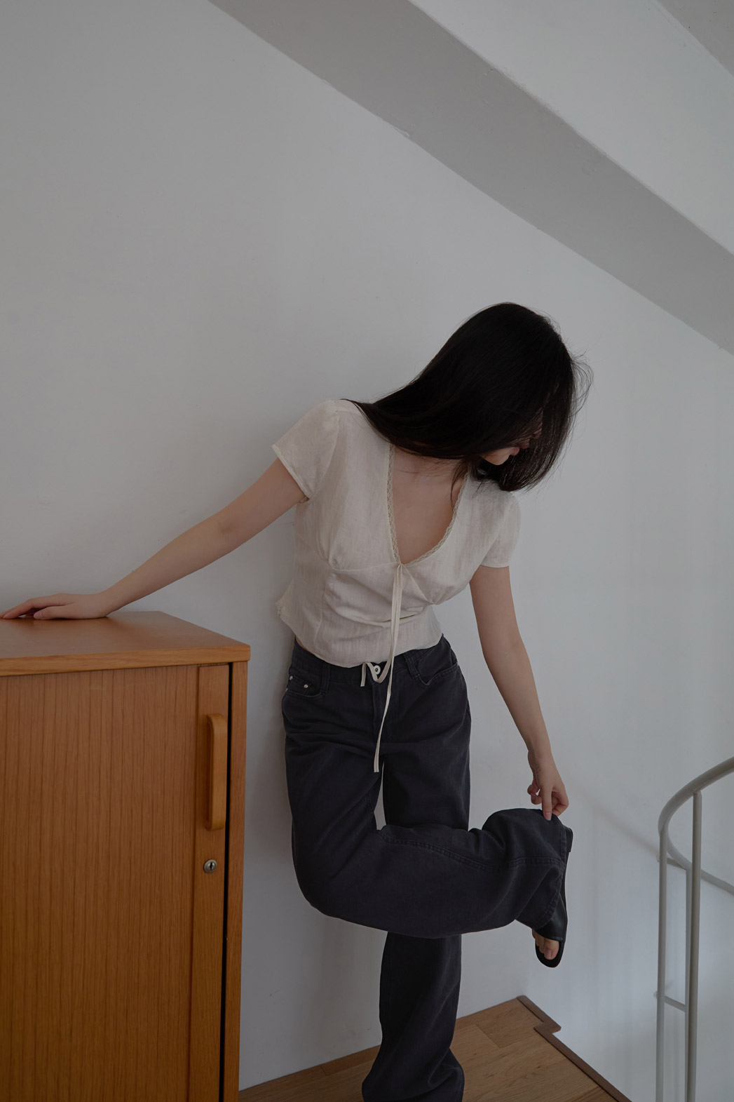 コットンアジャストベーシックワイド無地デニムパンツオールシーズン | 詳細画像14