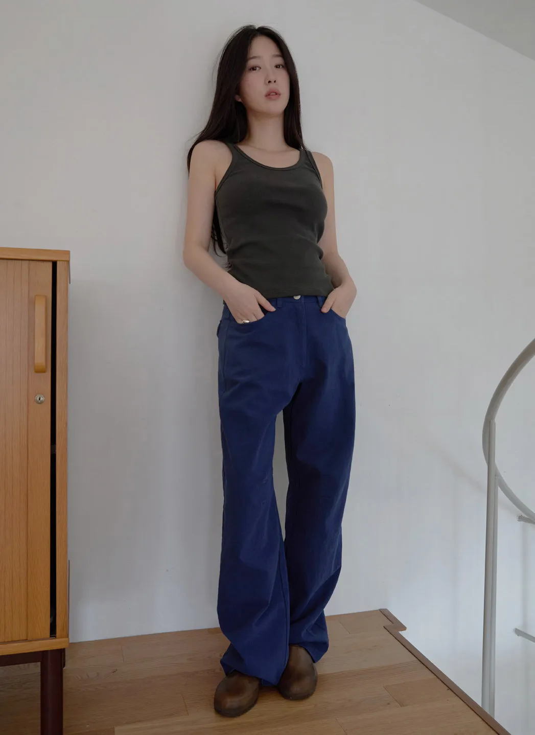 コットンベーシックワイド無地パンツオールシーズン | 詳細画像1