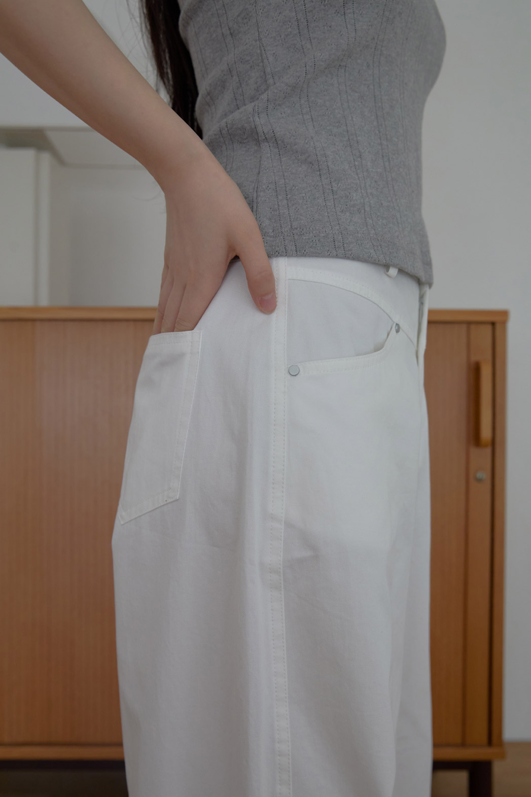 コットンベーシックワイド無地パンツSS | 詳細画像13