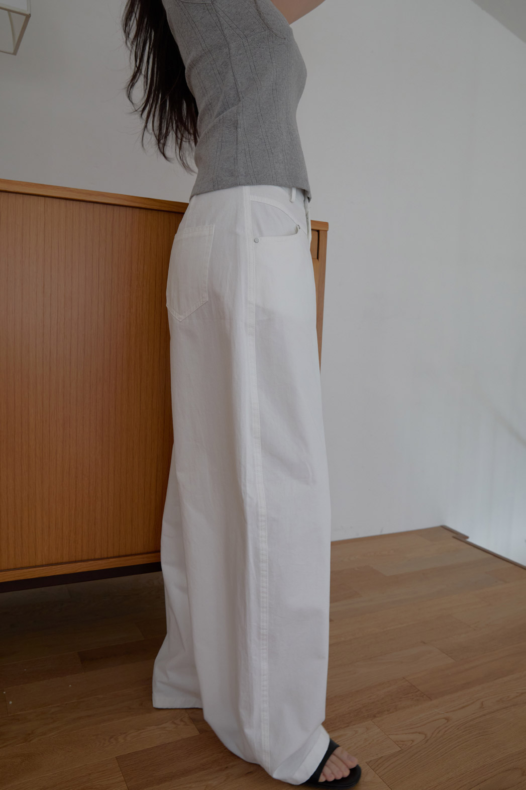 コットンベーシックワイド無地パンツSS | 詳細画像9