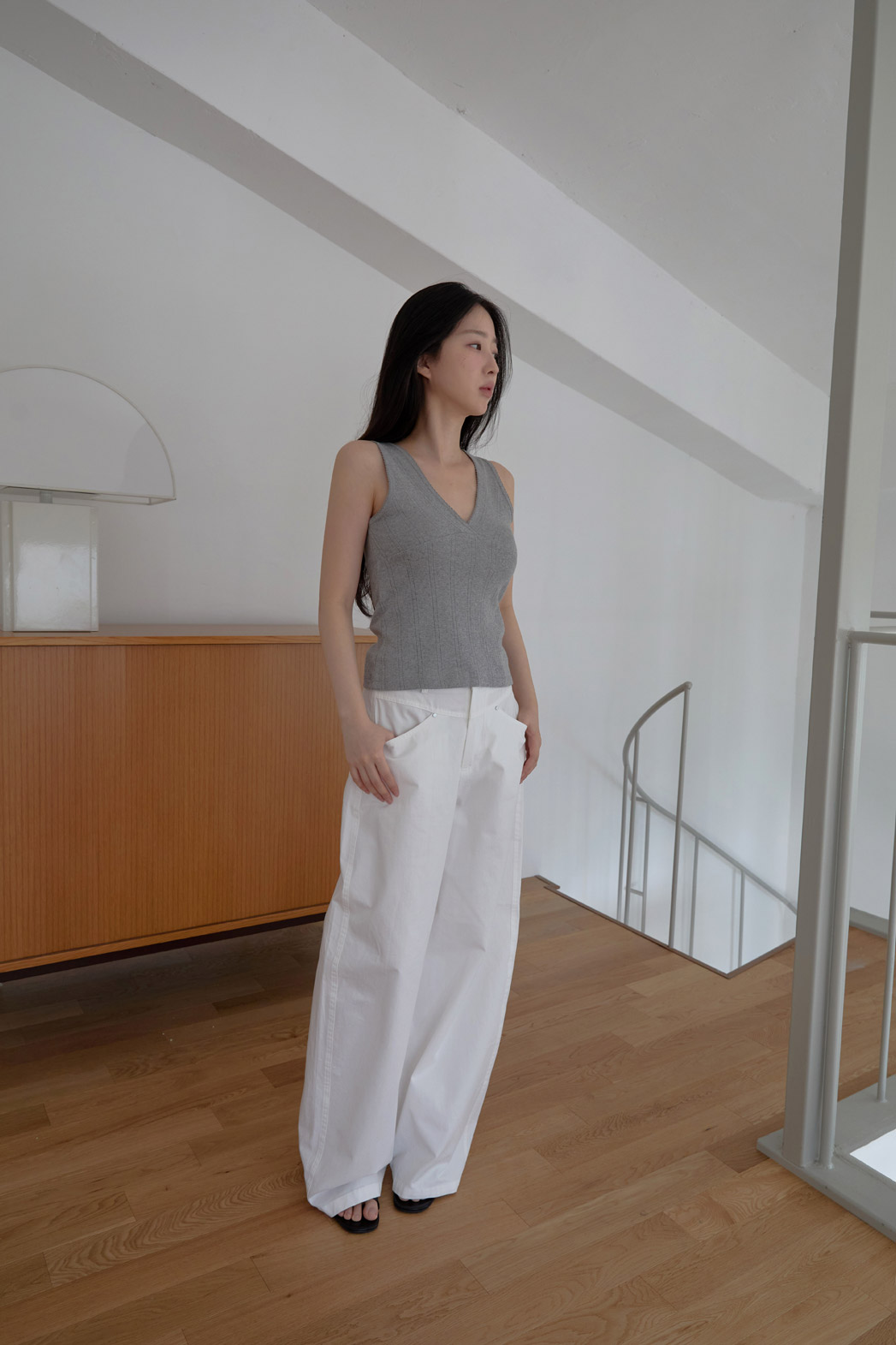 コットンベーシックワイド無地パンツSS | 詳細画像2