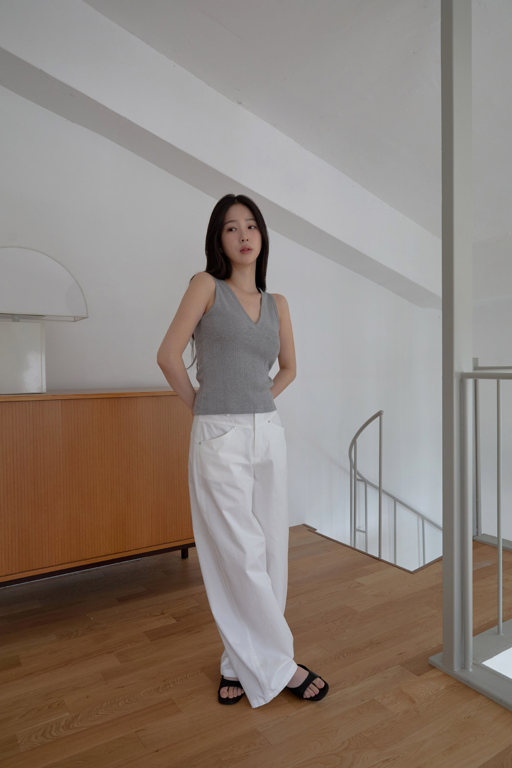 コットンベーシックワイド無地パンツSS | 詳細画像3