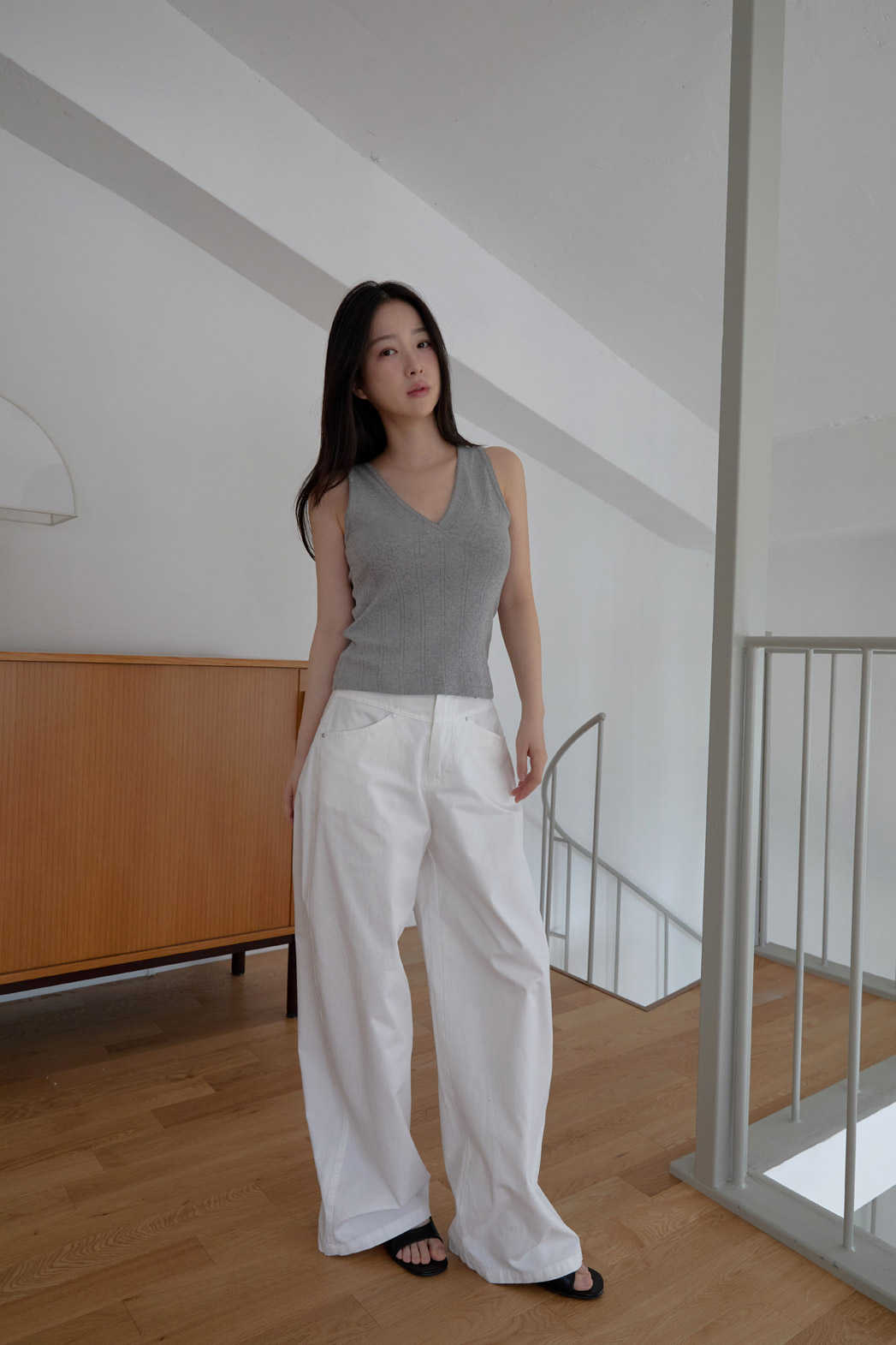 コットンベーシックワイド無地パンツSS | 詳細画像4