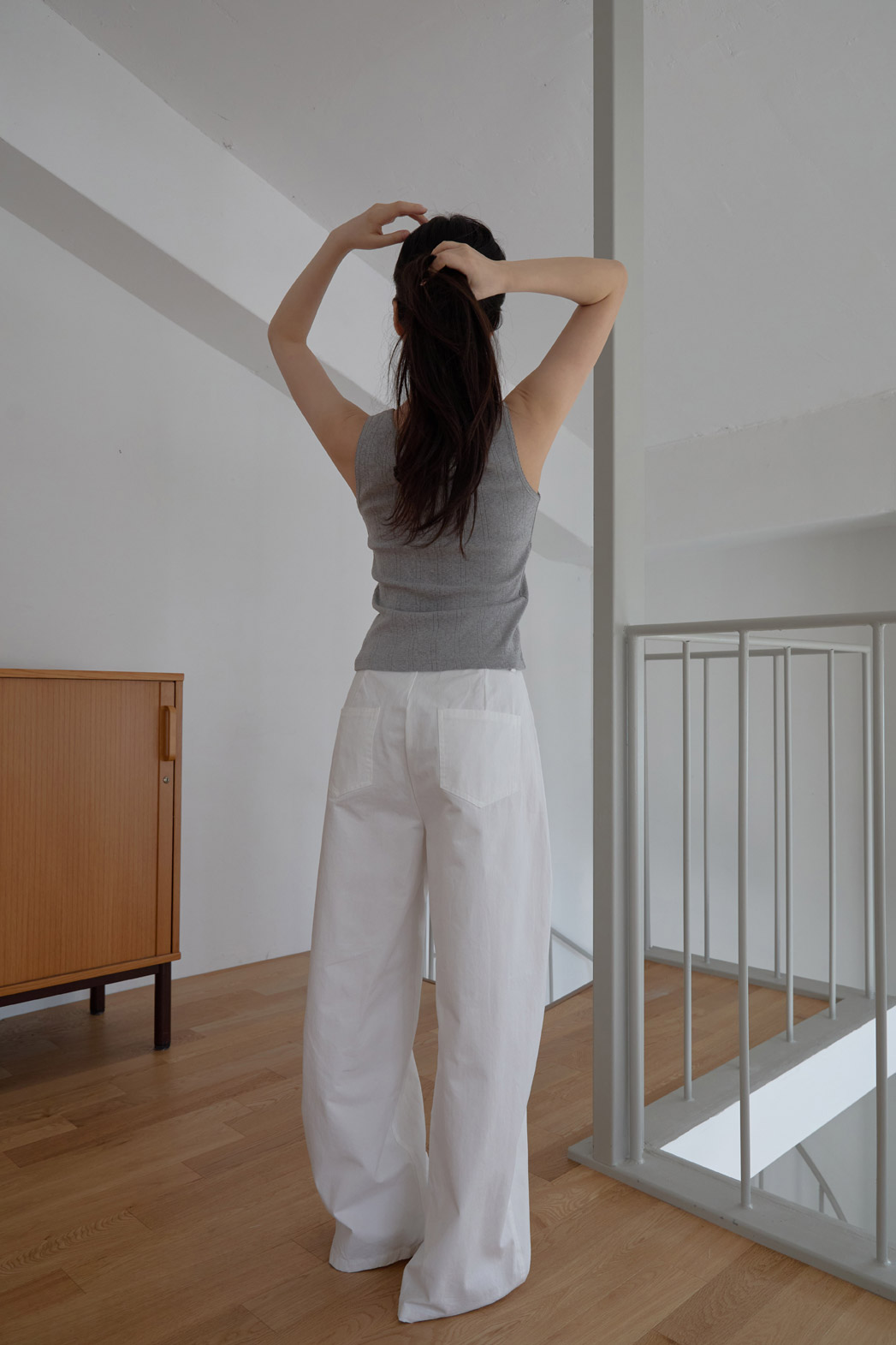 コットンベーシックワイド無地パンツSS | 詳細画像5