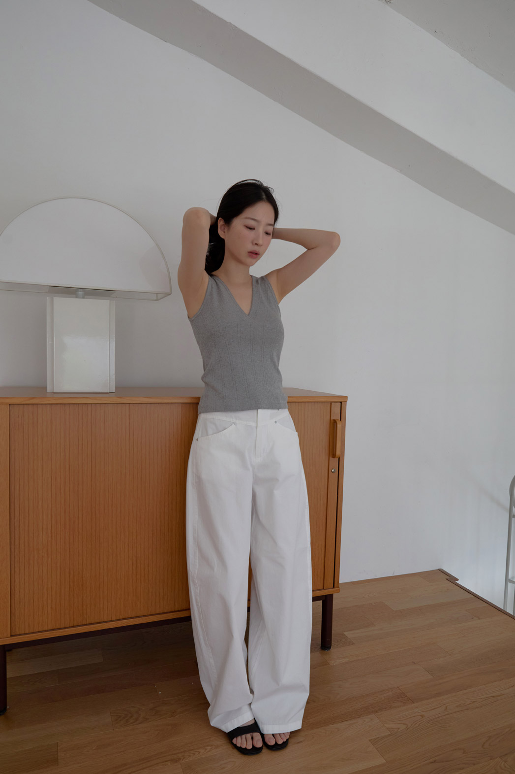 コットンベーシックワイド無地パンツSS | 詳細画像7