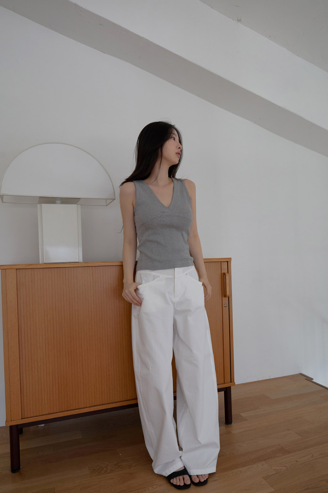 コットンベーシックワイド無地パンツSS | 詳細画像8