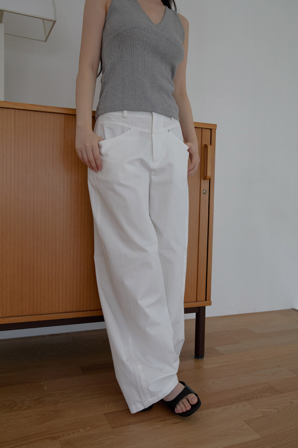コットンベーシックワイド無地パンツSS | 詳細画像12