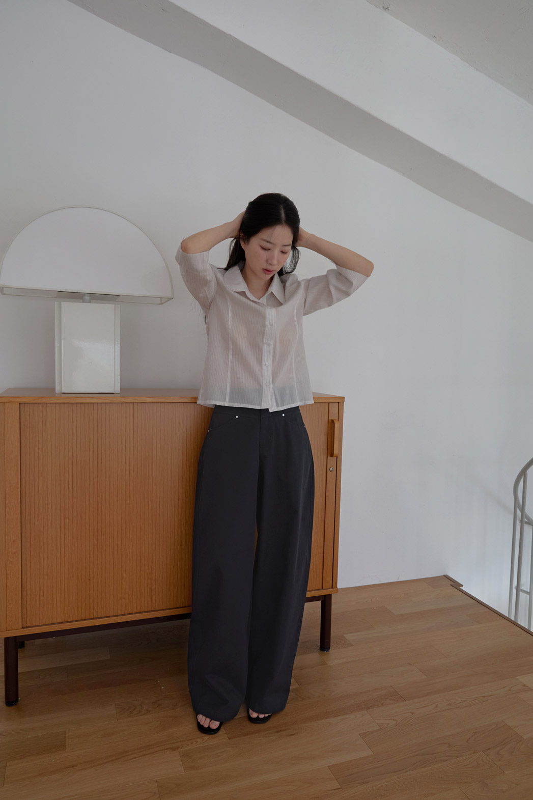 コットンベーシックワイド無地パンツSS | 詳細画像22