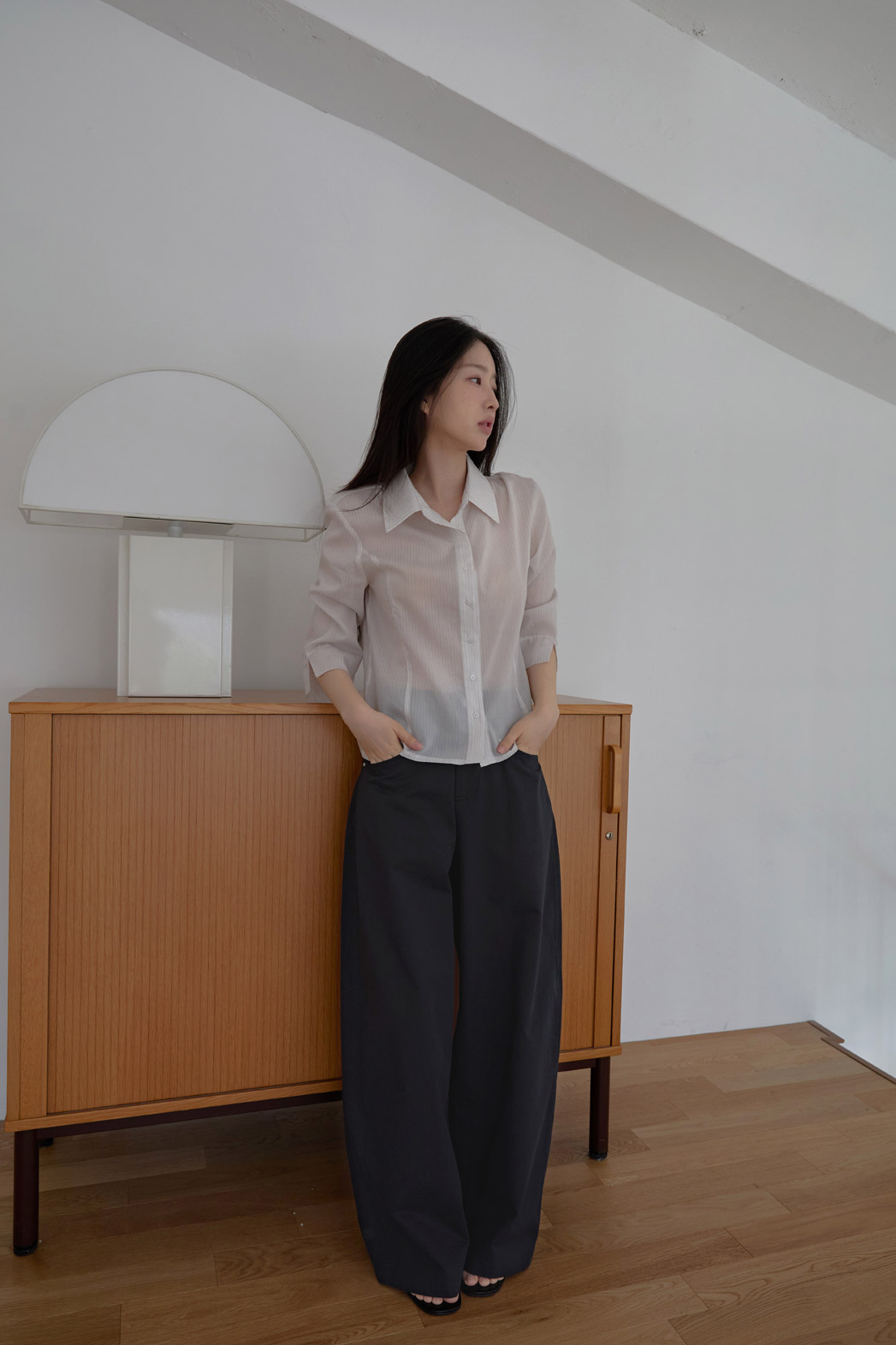 コットンベーシックワイド無地パンツSS | 詳細画像23