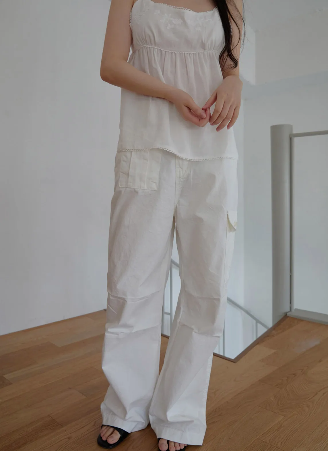 コットンアジャストベーシックワイド無地パンツSS | 詳細画像1