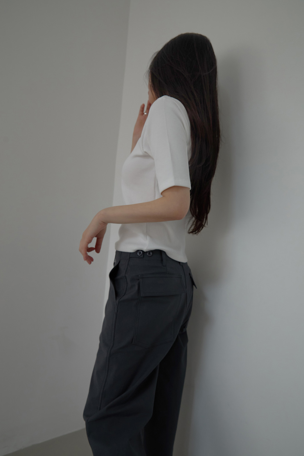 コットンスリムセミクロップド無地TシャツSS | 詳細画像8