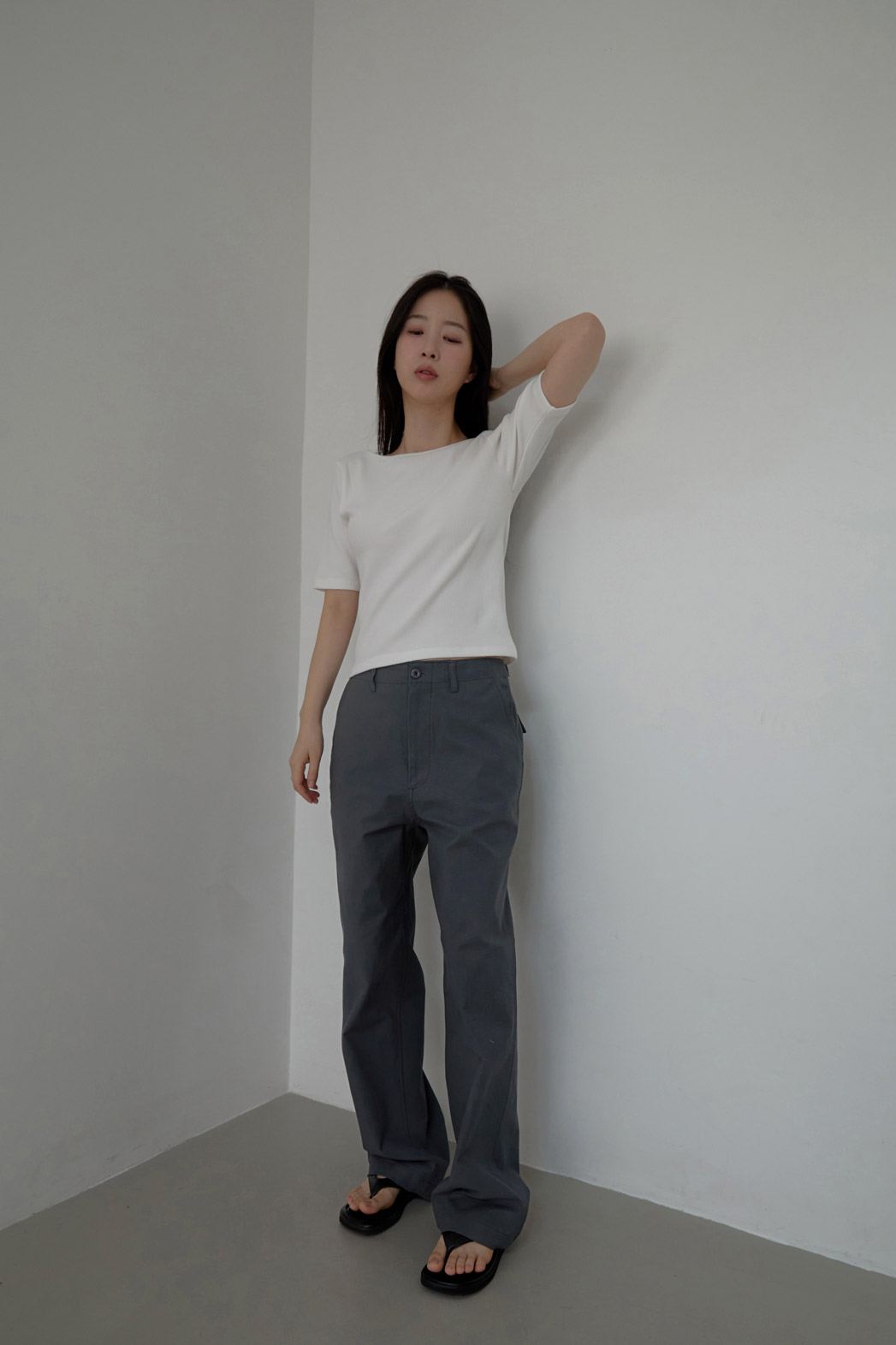 コットンスリムセミクロップド無地TシャツSS | 詳細画像2