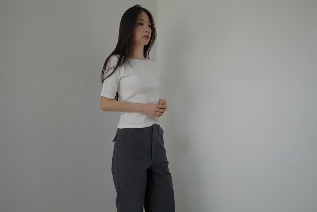 コットンスリムセミクロップド無地TシャツSS | 詳細画像4