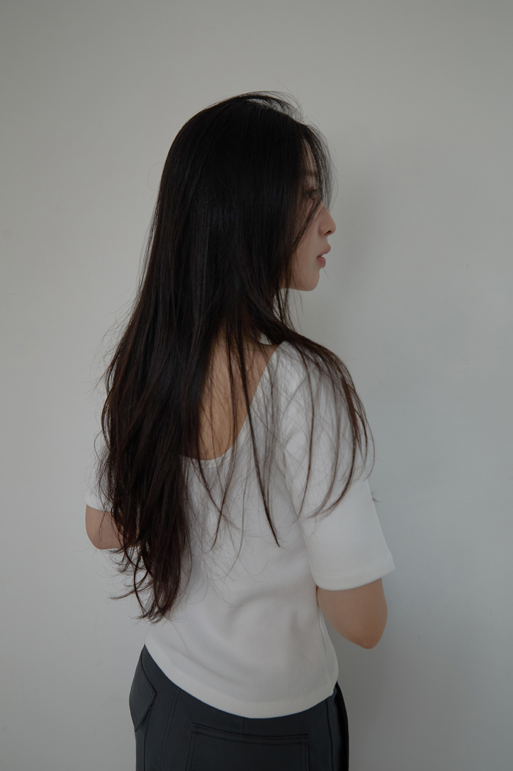 コットンスリムセミクロップド無地TシャツSS | 詳細画像7