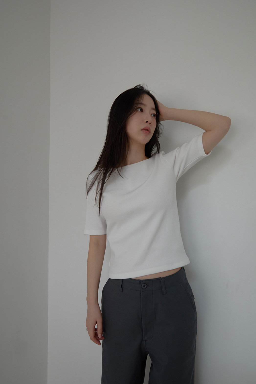 コットンスリムセミクロップド無地TシャツSS | 詳細画像9