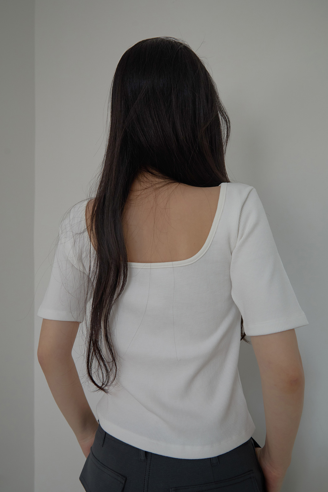 コットンスリムセミクロップド無地TシャツSS | 詳細画像11