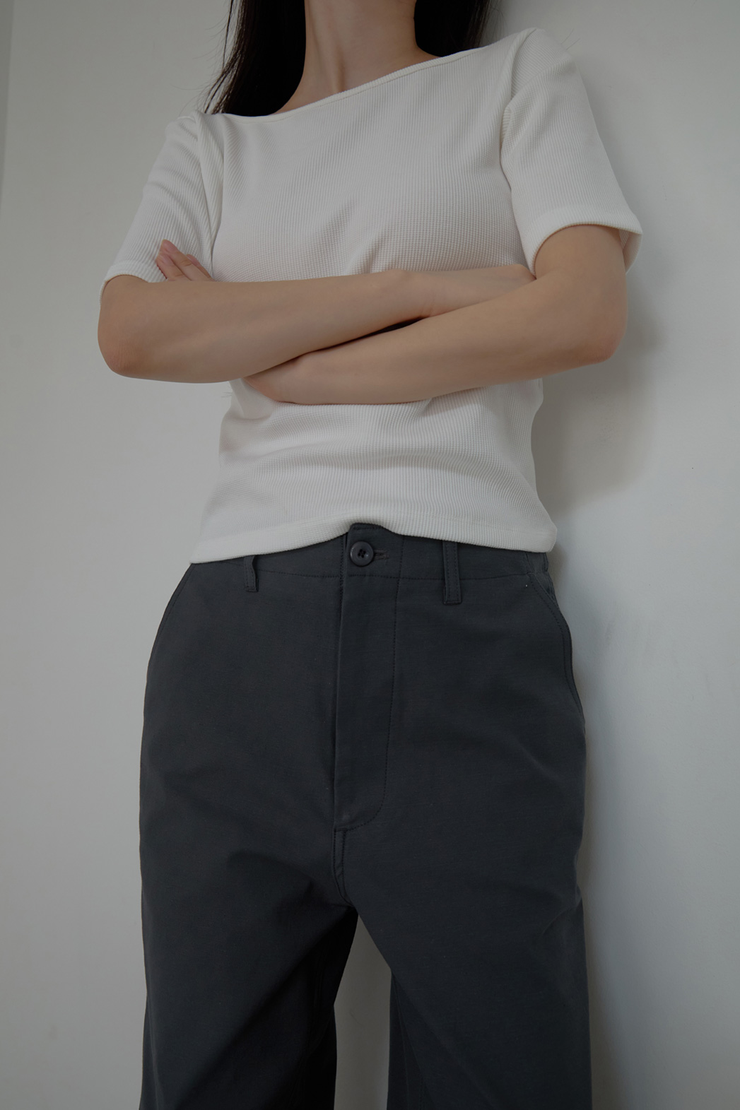 コットンスリムセミクロップド無地TシャツSS | 詳細画像14