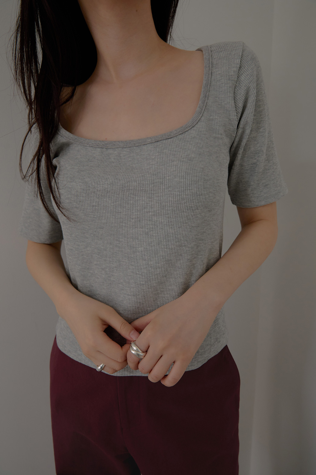 コットンスリムセミクロップド無地TシャツSS | 詳細画像15