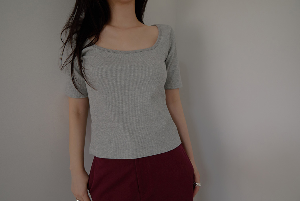 コットンスリムセミクロップド無地TシャツSS | 詳細画像16