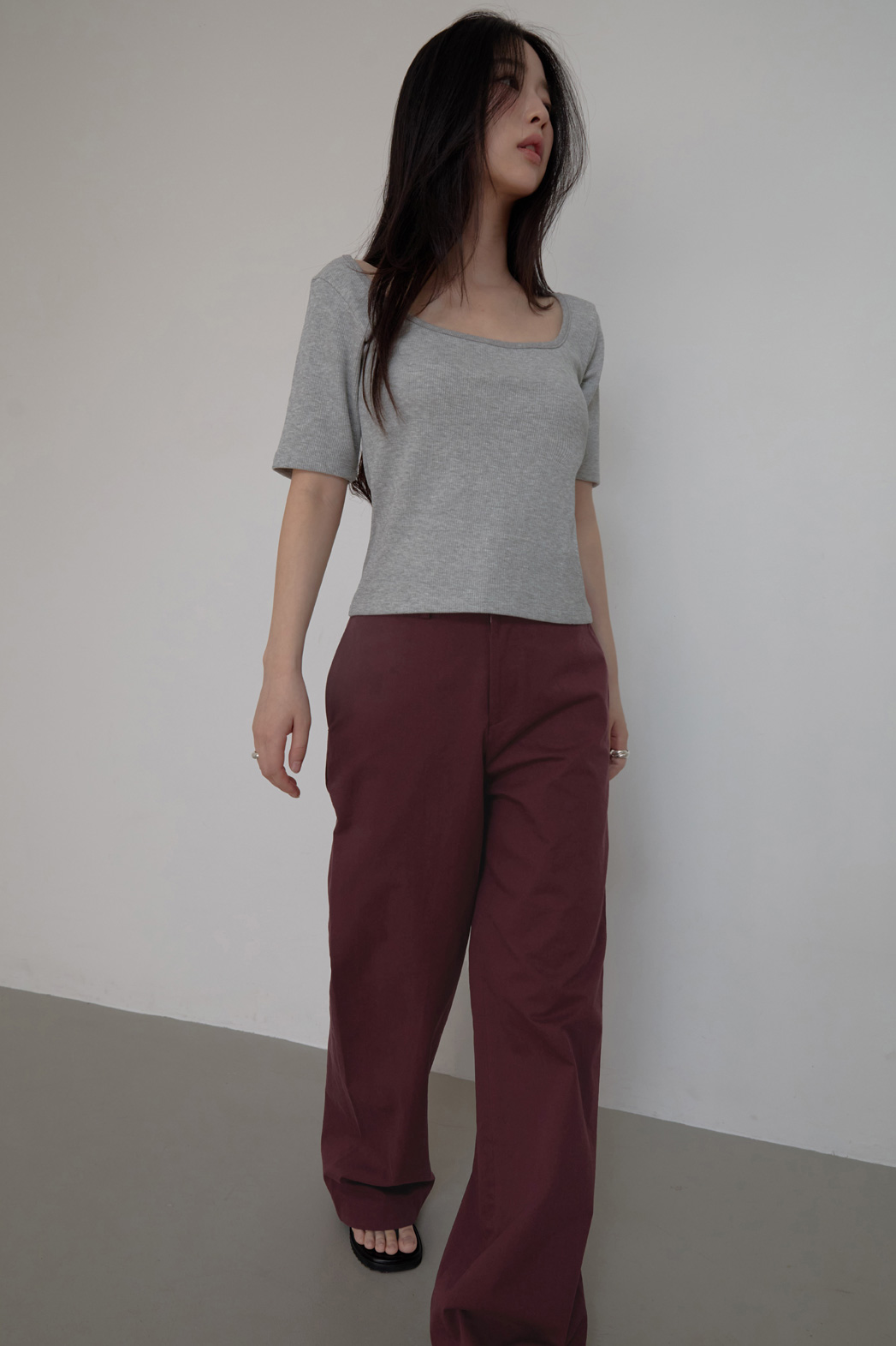 コットンスリムセミクロップド無地TシャツSS | 詳細画像18