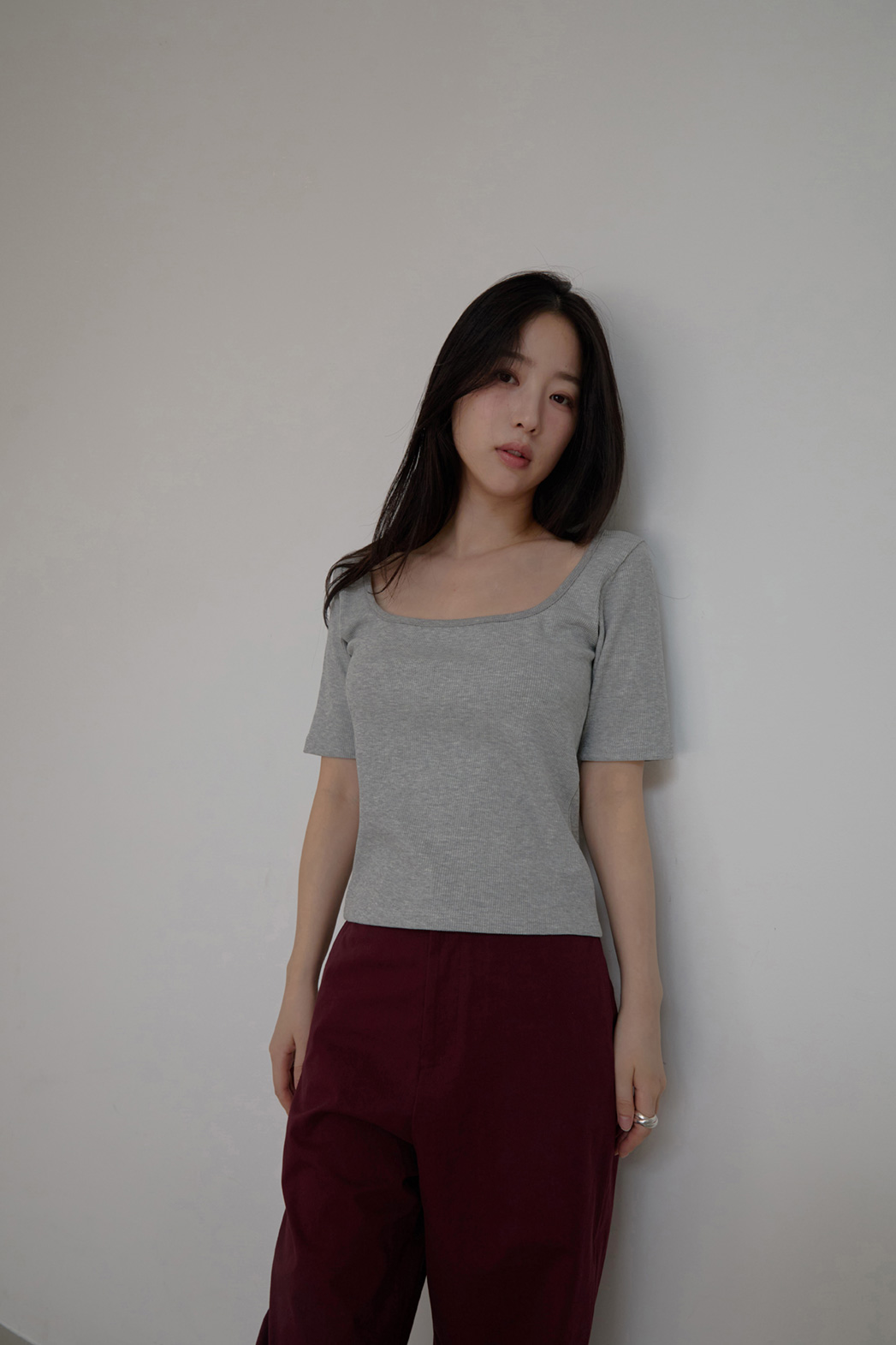 コットンスリムセミクロップド無地TシャツSS | 詳細画像20