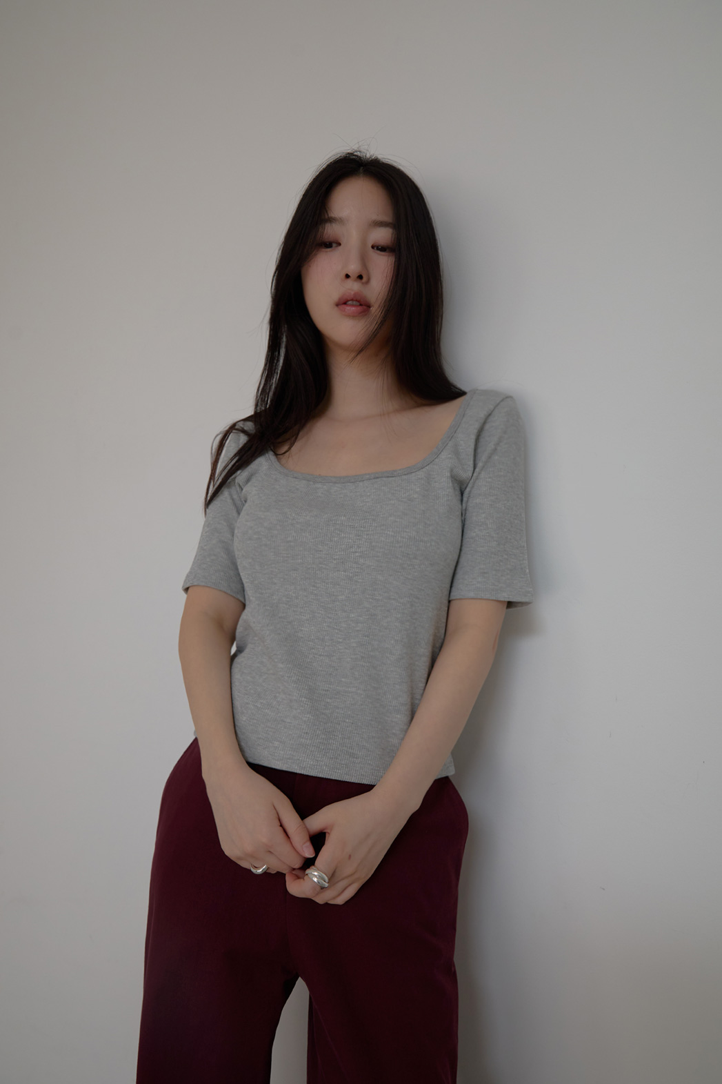 コットンスリムセミクロップド無地TシャツSS | 詳細画像21