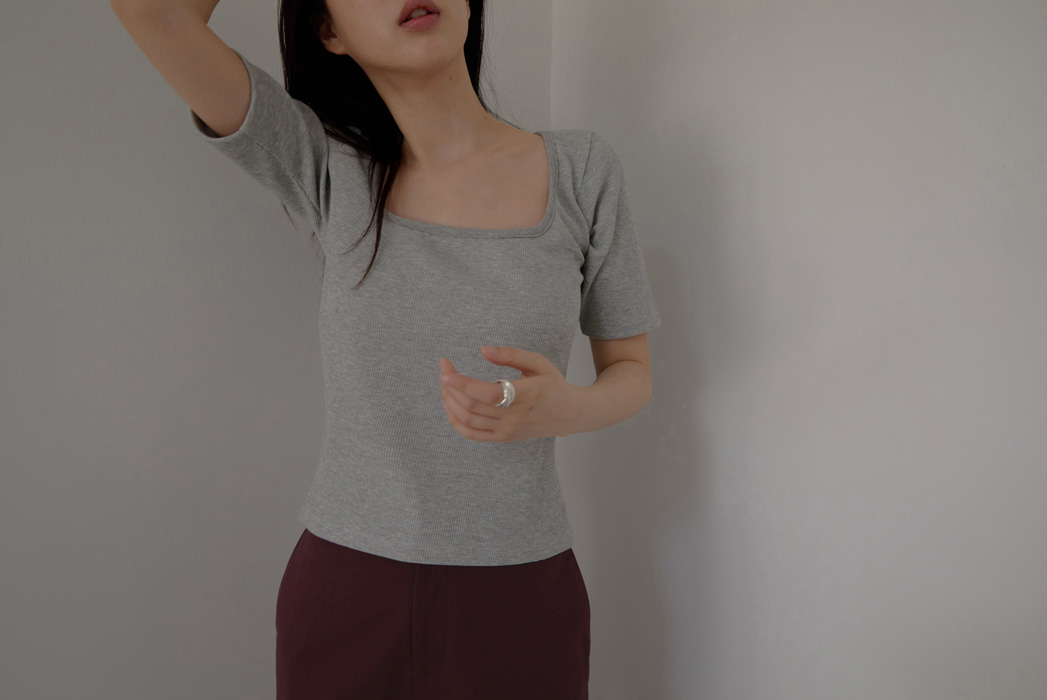 コットンスリムセミクロップド無地TシャツSS | 詳細画像22