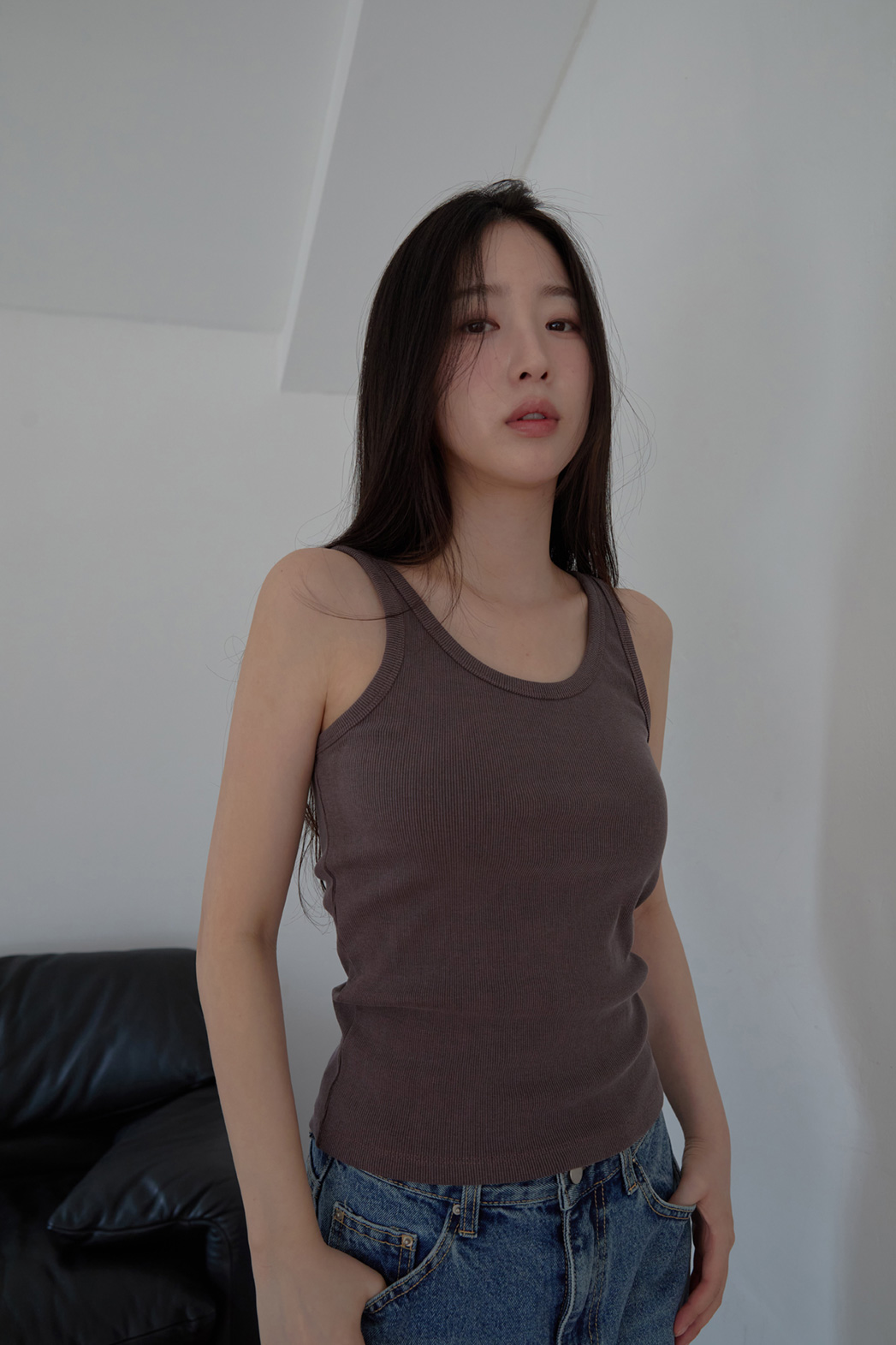 コットンクロップドスリム無地ノースリーブSS | 詳細画像2