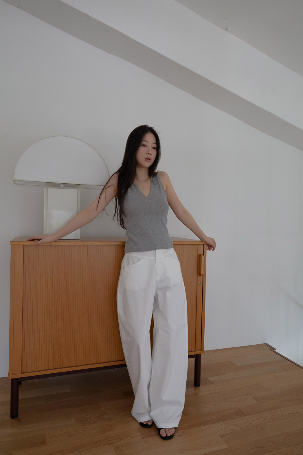 コットンVネックベーシッククロップドレースノースリーブSS | 詳細画像18