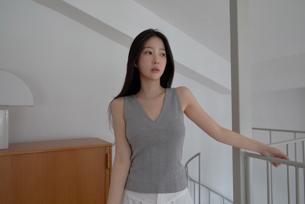 コットンVネックベーシッククロップドレースノースリーブSS | 詳細画像28