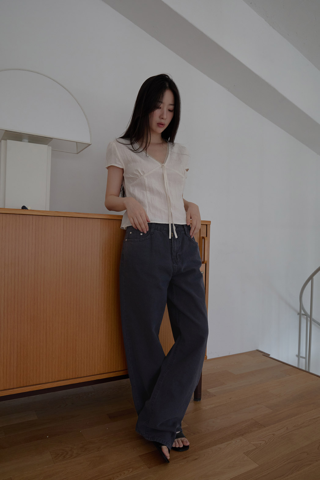 レースシースルーリボン(固定)クロップドレースアップレースブラウスSS | 詳細画像12