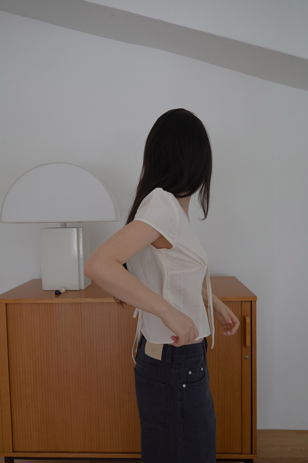 レースシースルーリボン(固定)クロップドレースアップレースブラウスSS | 詳細画像18