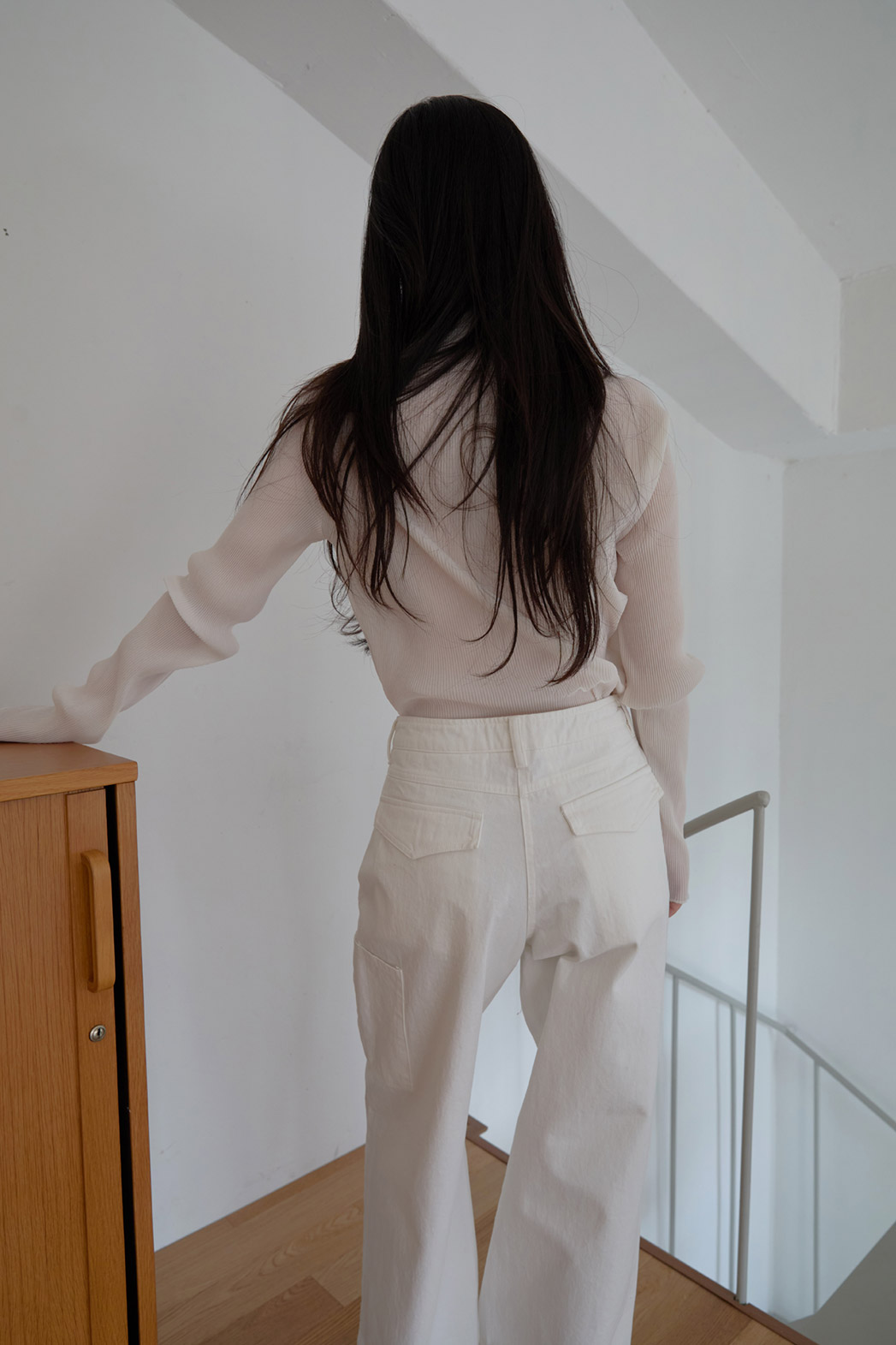 シースルーハイネックプリーツ無地ブラウスSS | 詳細画像17