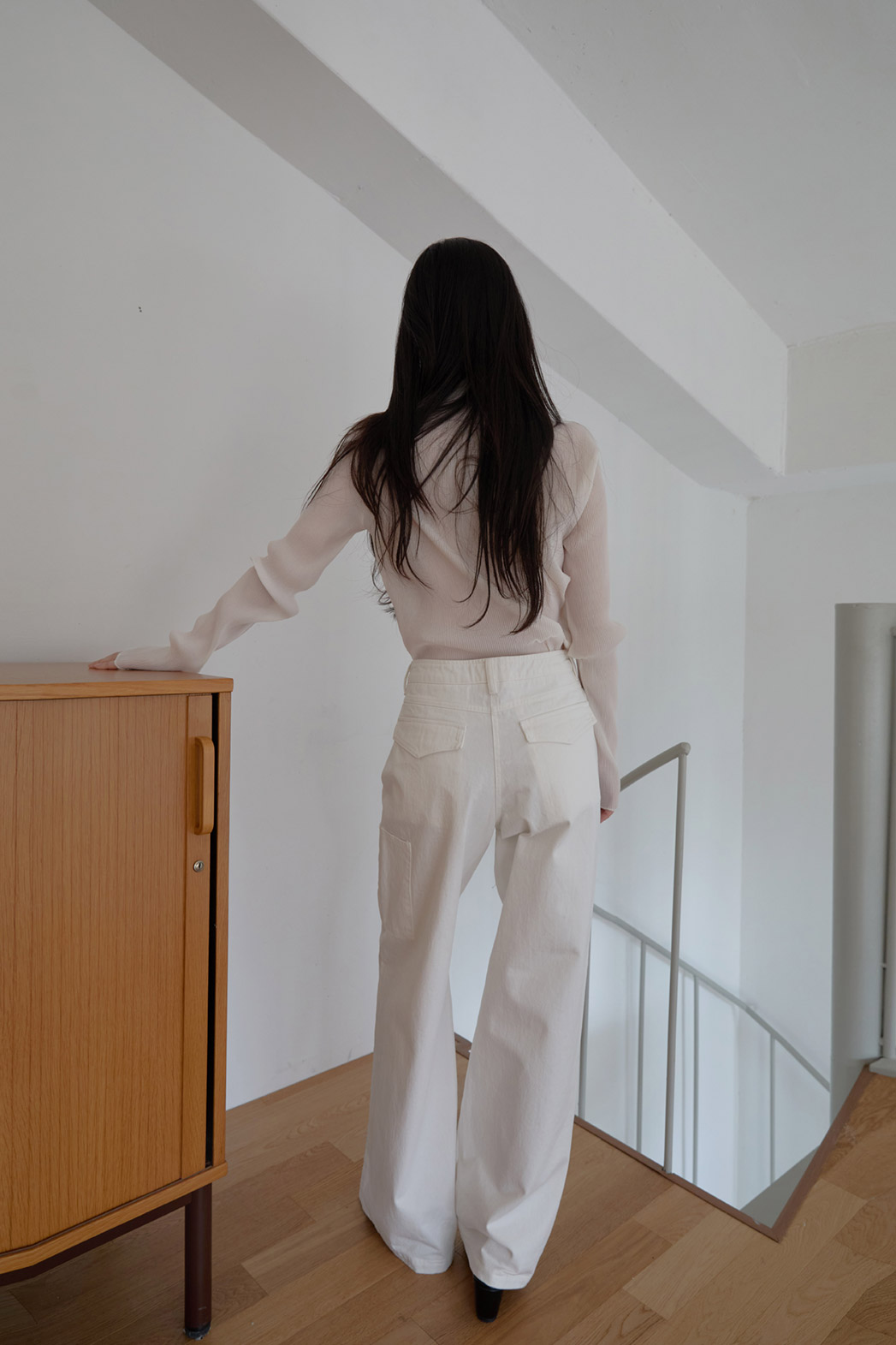 シースルーハイネックプリーツ無地ブラウスSS | 詳細画像18