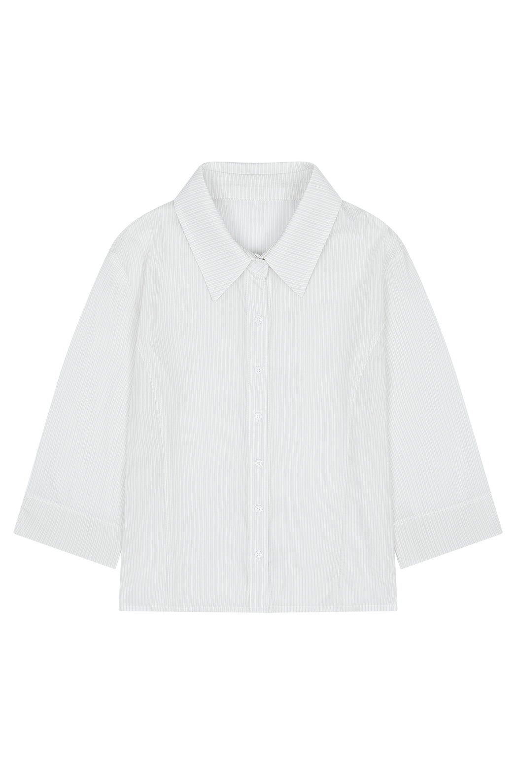 シースルーカラーベーシック7分袖セミクロップドストライプシャツSS | 詳細画像15