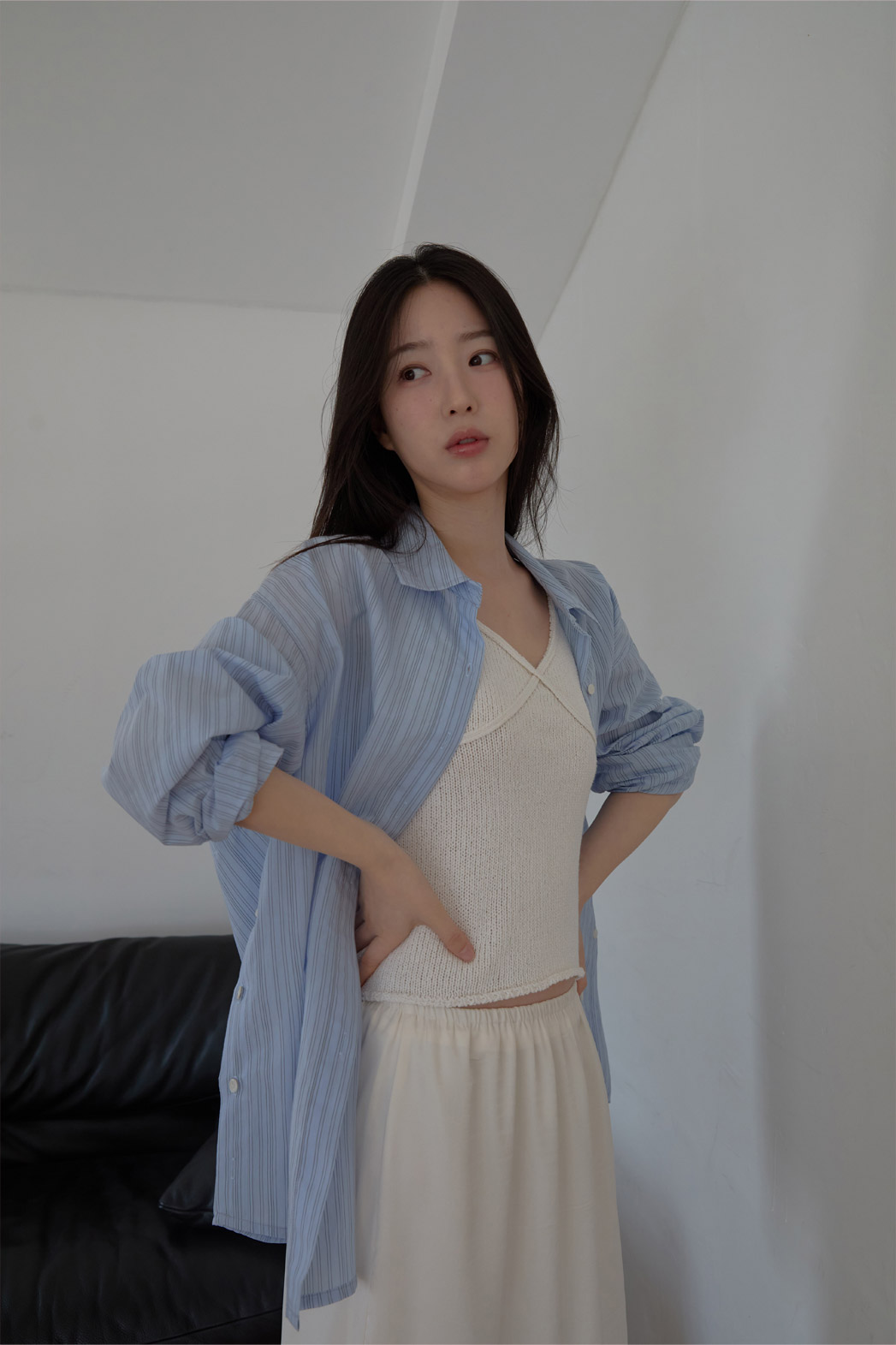 コットンカラーラップベーシックオーバーサイズストライプシャツSS | 詳細画像3