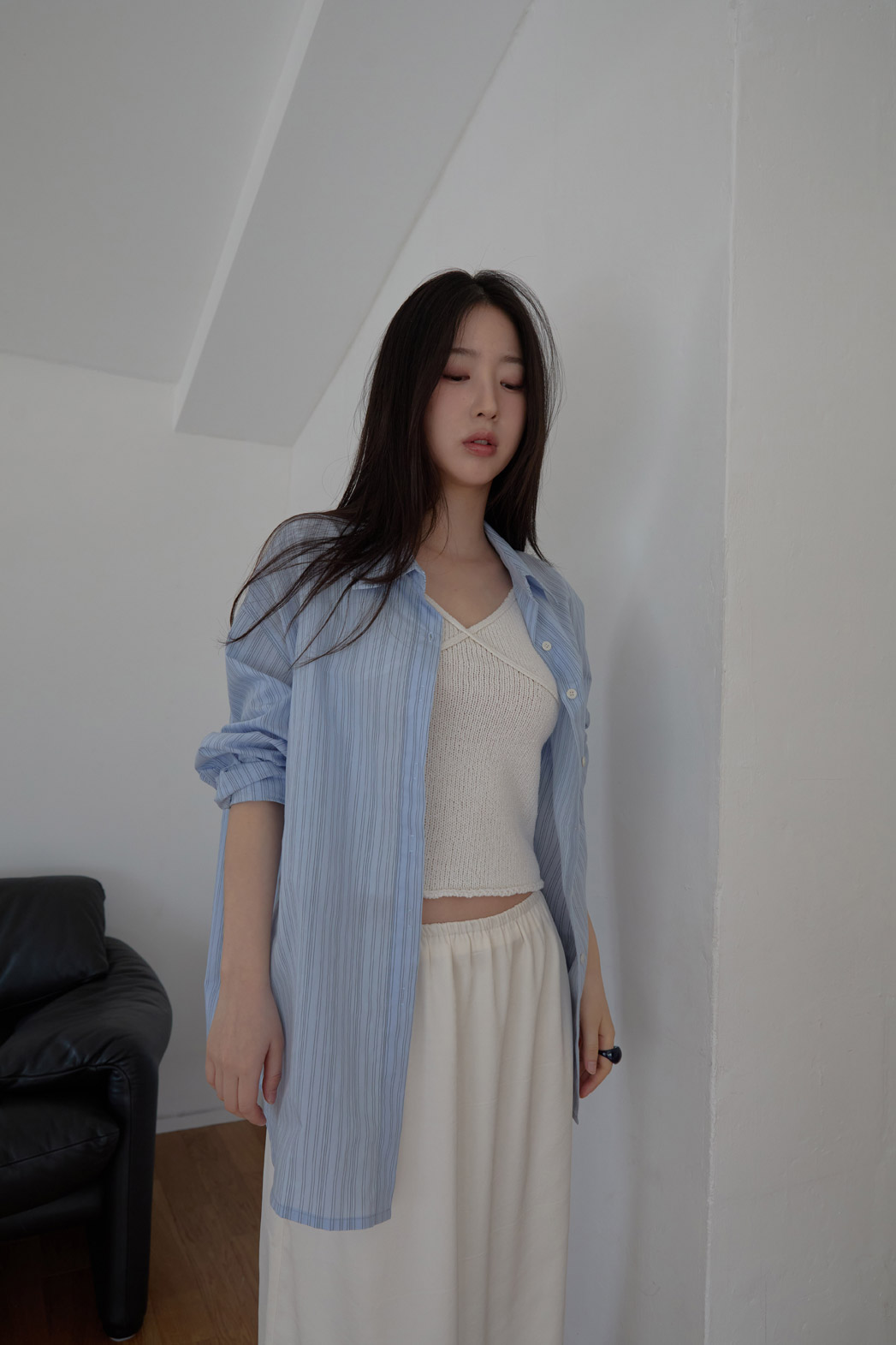 コットンカラーラップベーシックオーバーサイズストライプシャツSS | 詳細画像7