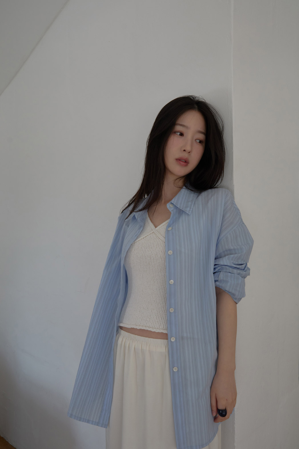 コットンカラーラップベーシックオーバーサイズストライプシャツSS | 詳細画像9