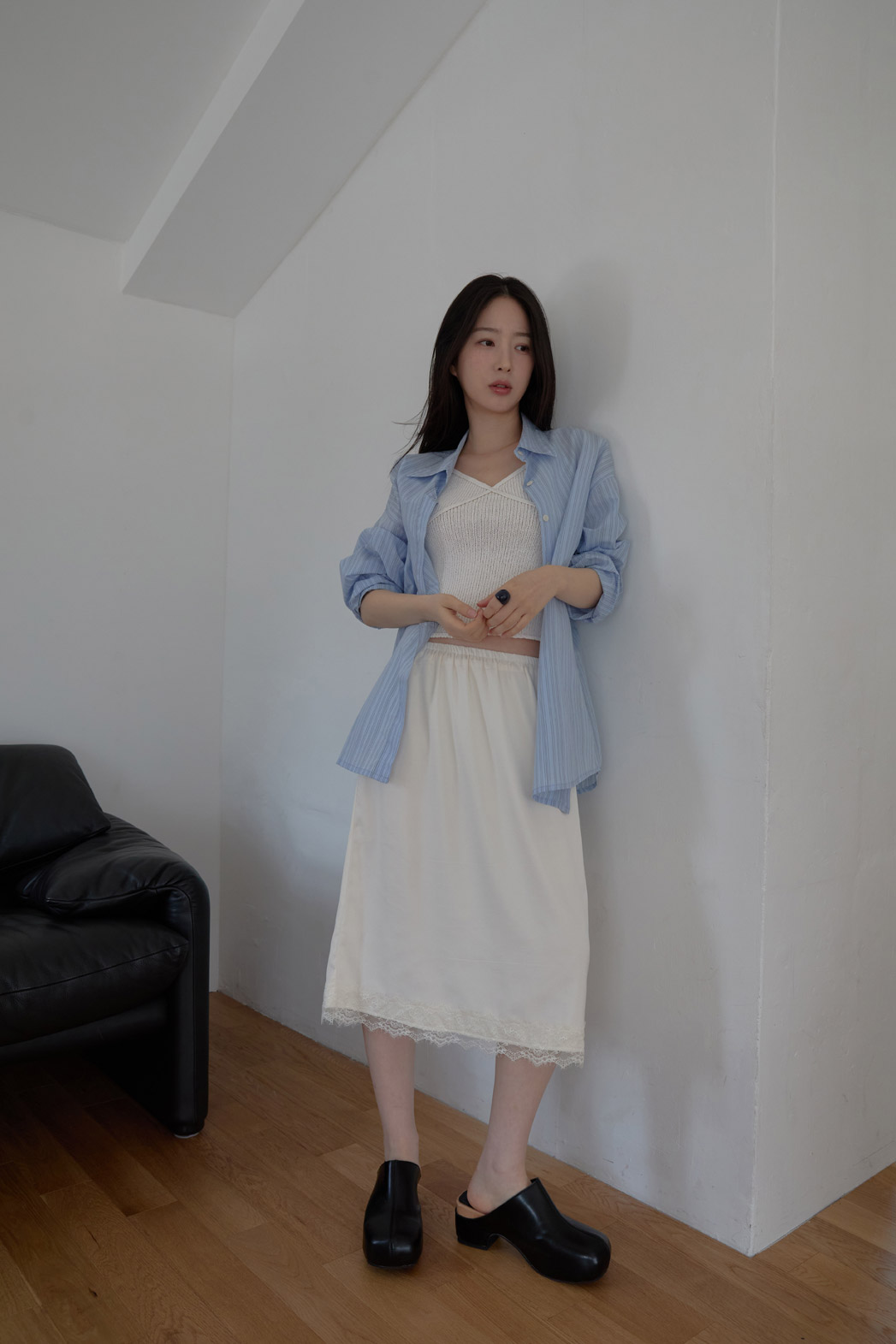 コットンカラーラップベーシックオーバーサイズストライプシャツSS | 詳細画像10