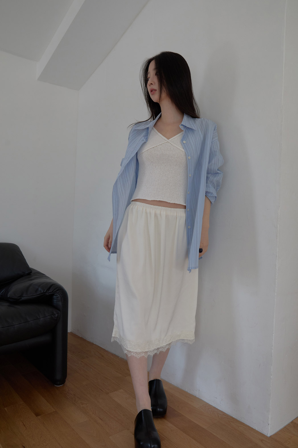 コットンカラーラップベーシックオーバーサイズストライプシャツSS | 詳細画像11