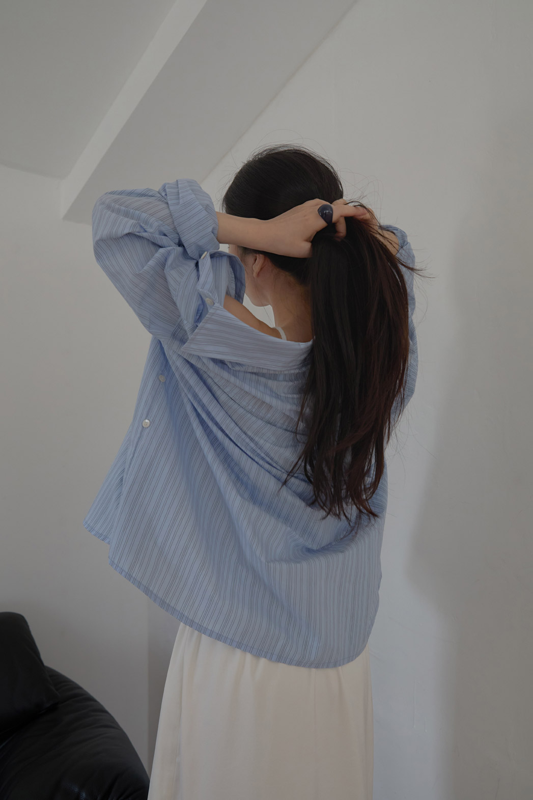 コットンカラーラップベーシックオーバーサイズストライプシャツSS | 詳細画像12