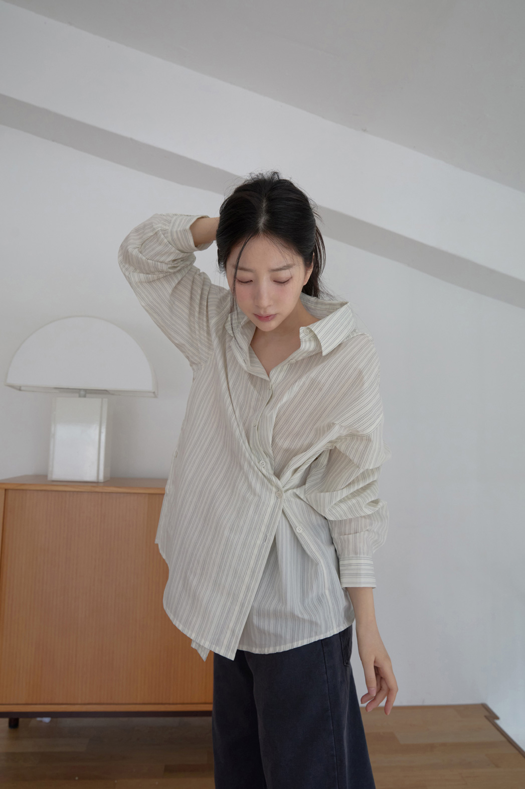 コットンカラーラップベーシックオーバーサイズストライプシャツSS | 詳細画像16