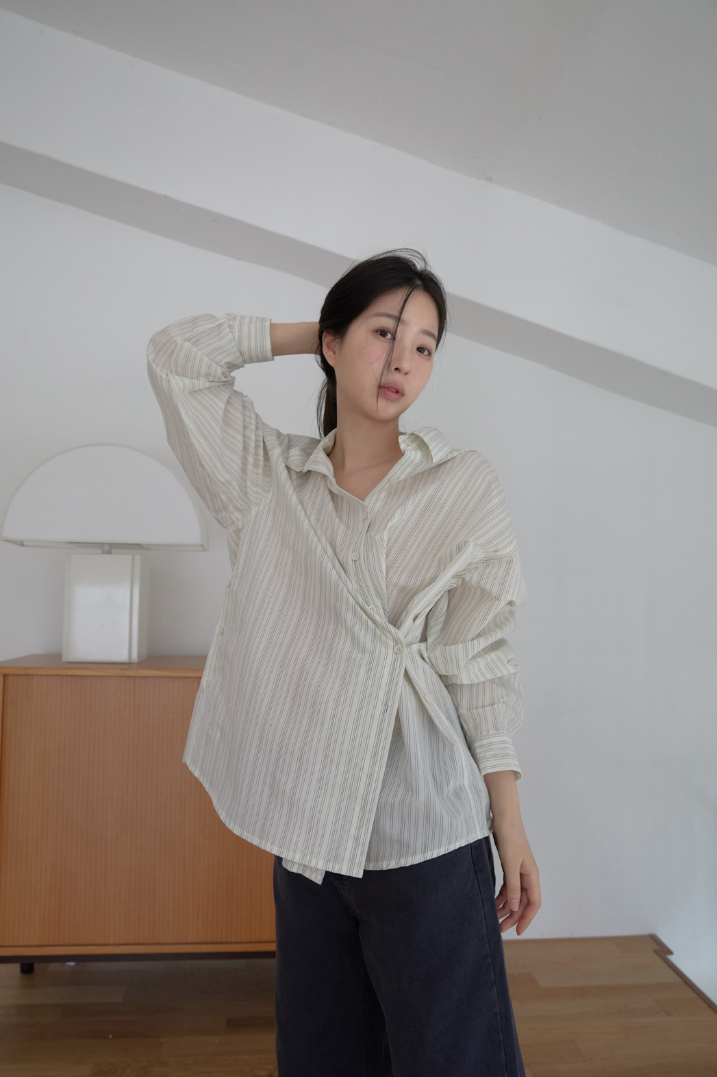 コットンカラーラップベーシックオーバーサイズストライプシャツSS | 詳細画像17